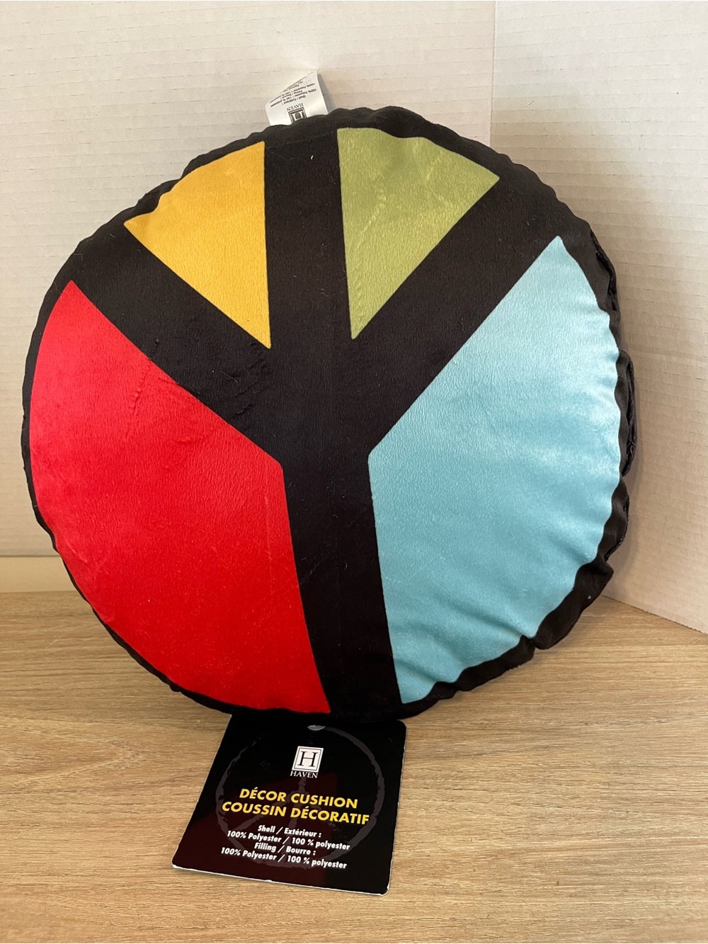 Haven Multicolor Round Accent Pillow — Red, Yellow, Green, Blue